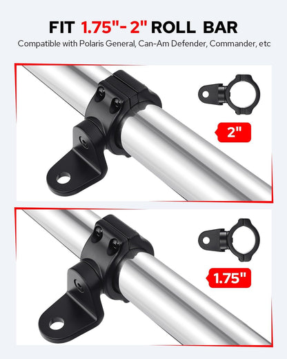 1.75 &amp; 2" Tube Clamp Mounts Pair - Fits RZR Pro Cages