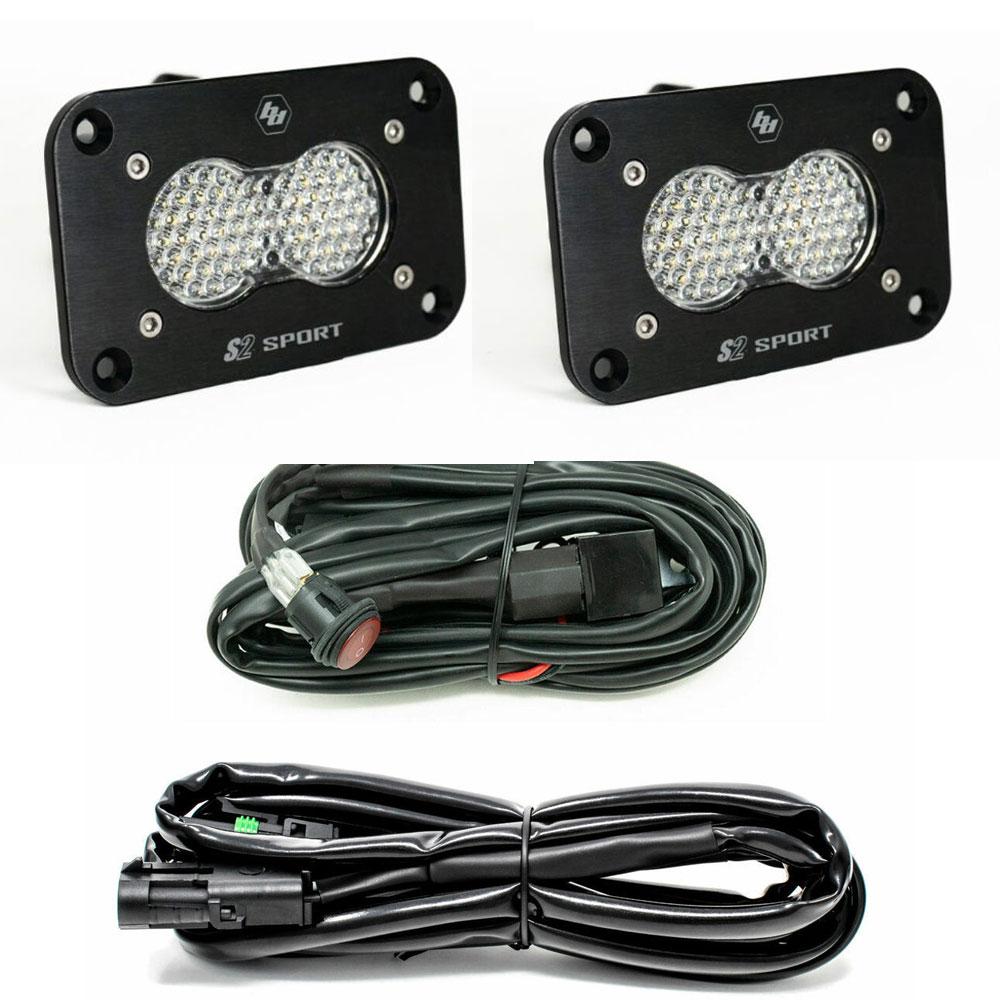 Baja Designs S2 Sport - Pair, LED, Flush Mount, Backup Kit | Universal