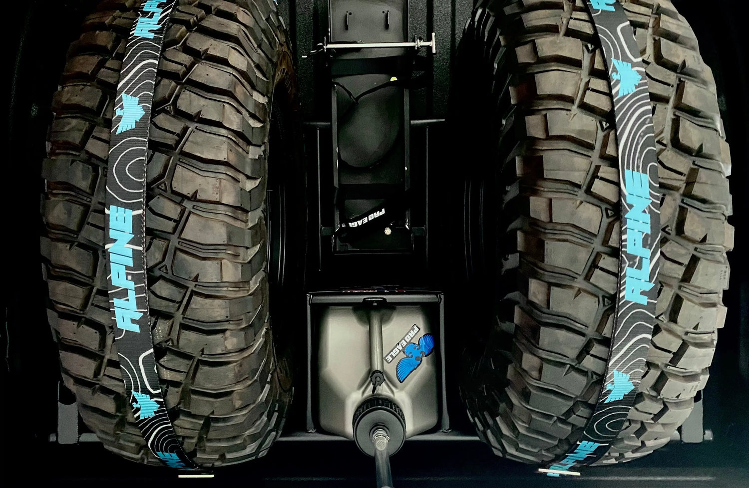 Teal Topography Tire Tie Down (Single Strap) Alpine Offroad