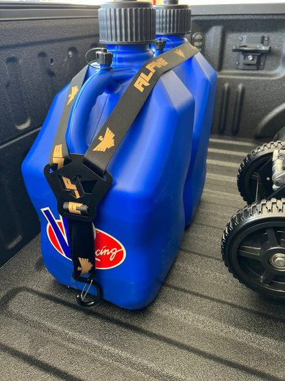 Dual Y Fuel Jug Strap-Gold and Black Alpine Offroad