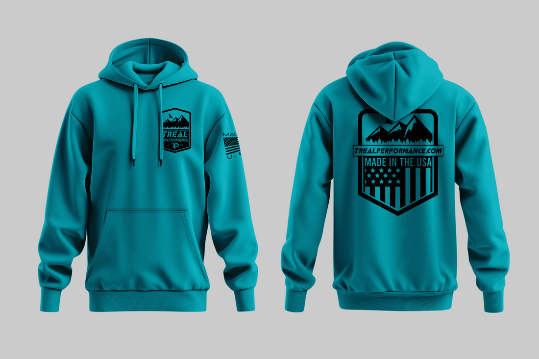 Treal Performance Made In USA | Black Logo | Teal Hoodie