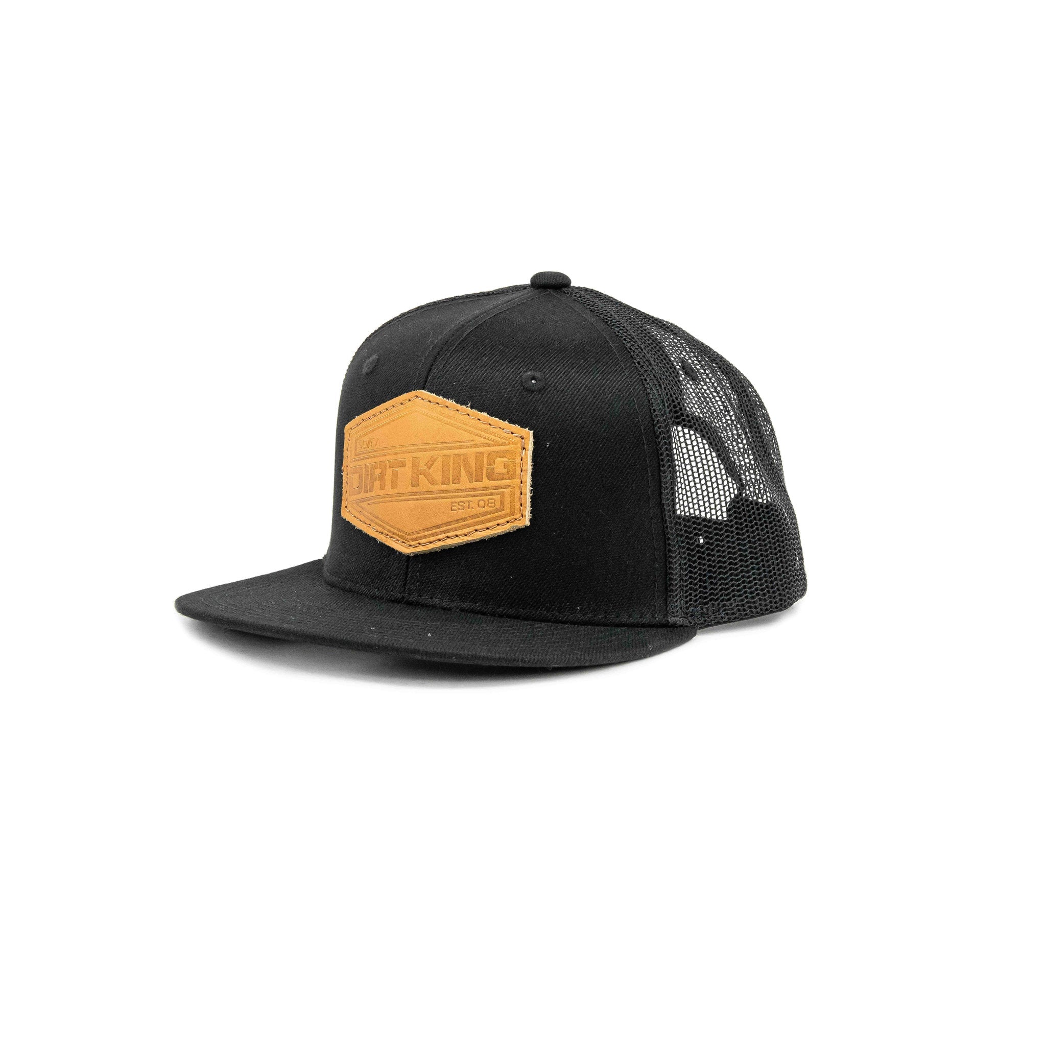 Mesh Snapback Hat With Leather Hex Patch
