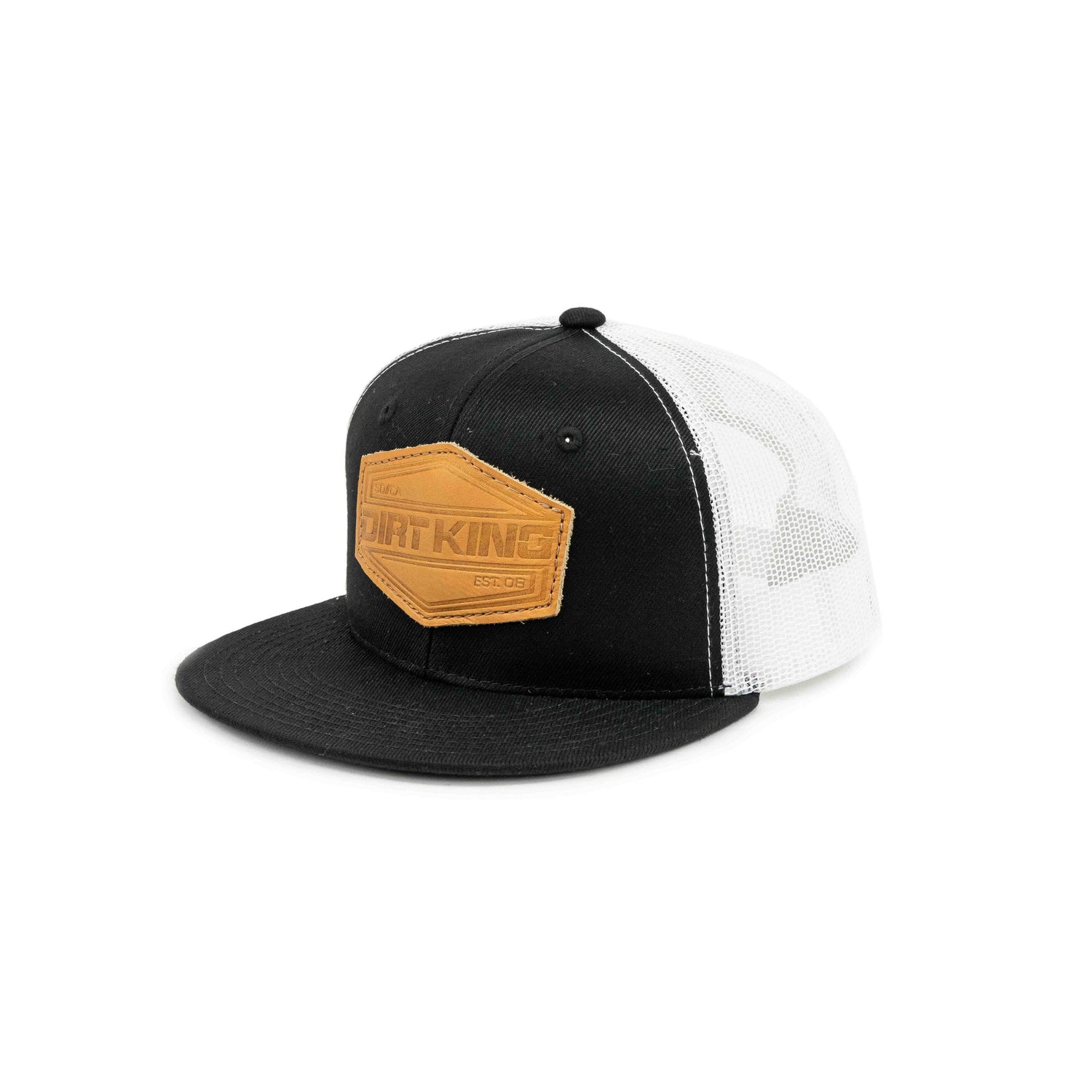 Mesh Snapback Hat With Leather Hex Patch