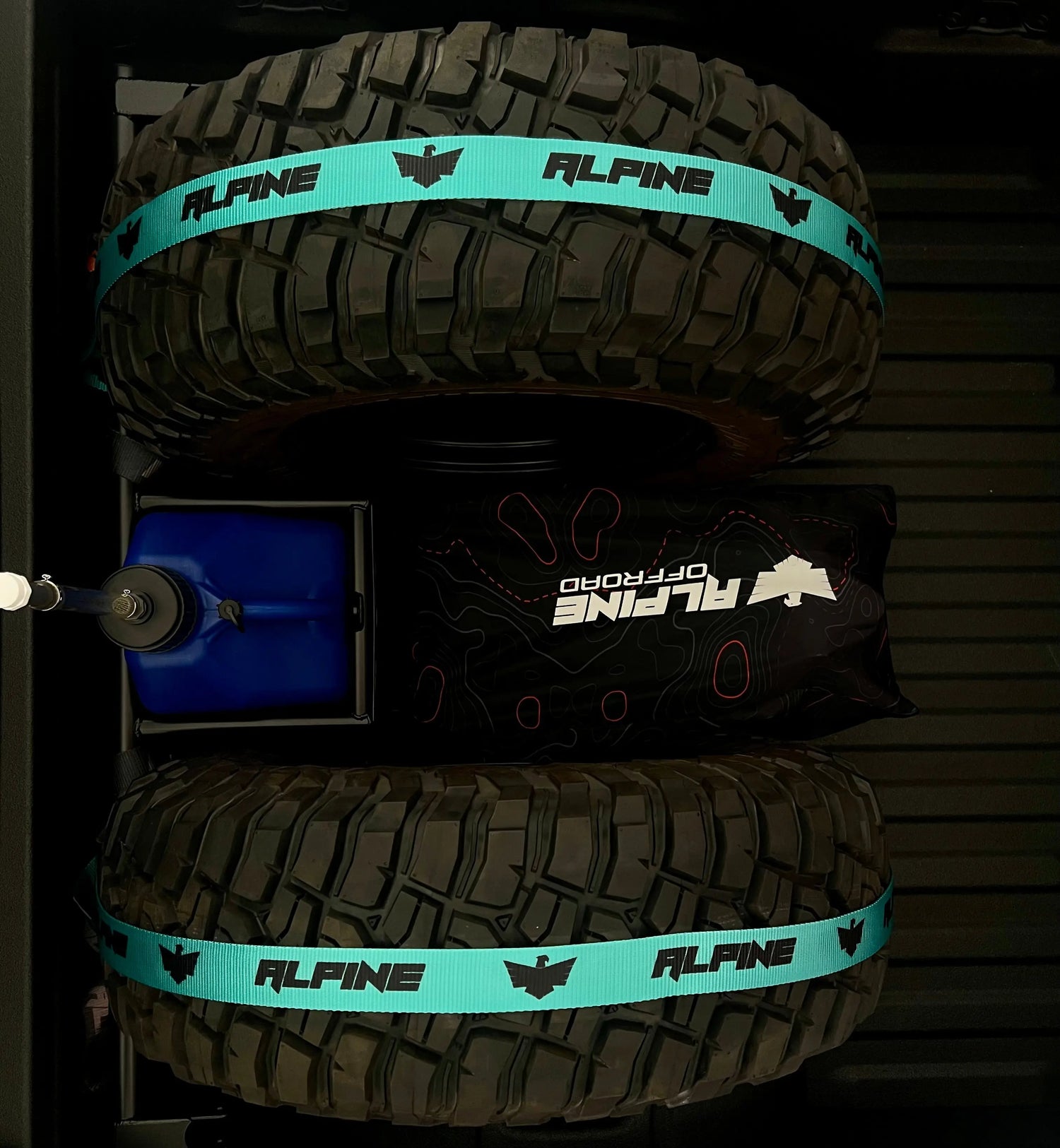 Teal Tire Tie Down (Single Strap) Alpine Offroad