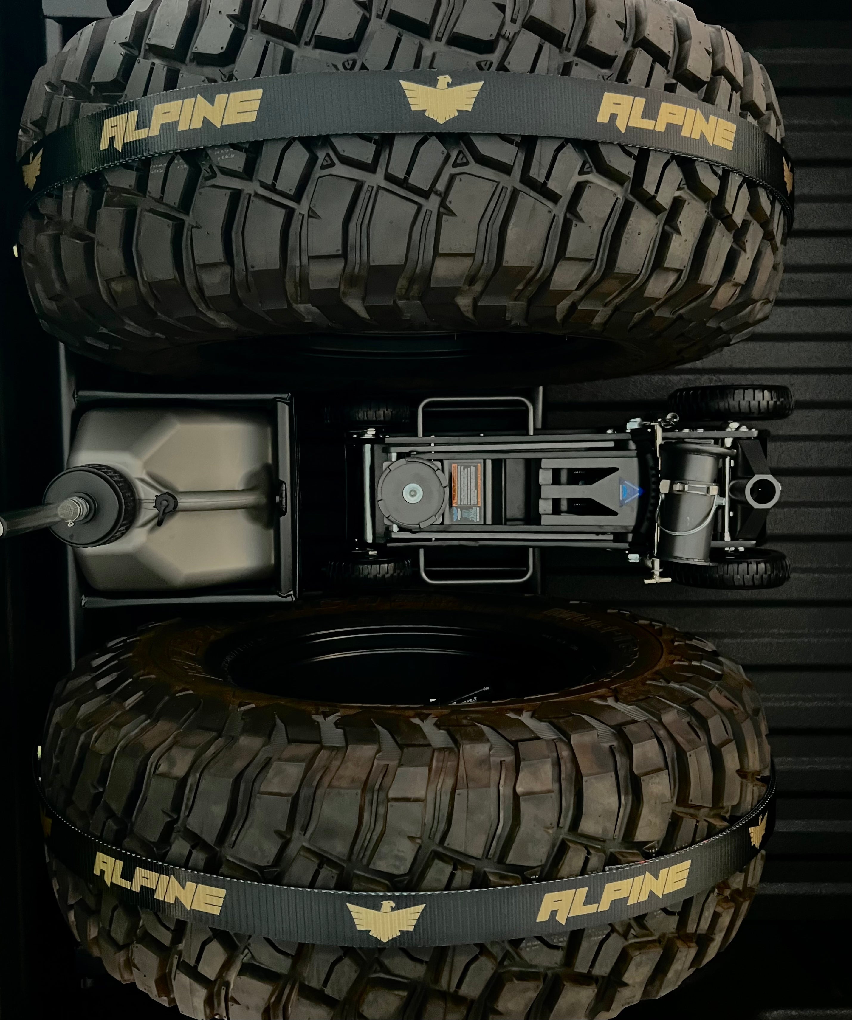 Gold Tire Tie Down (Single Strap) Alpine Offroad