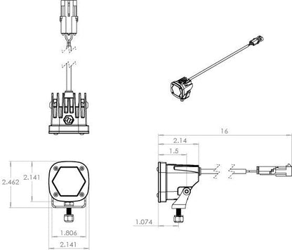Baja Designs S1 LED Light with Mount – Wide, Work, Spot Dunes 2 Dezert SXS