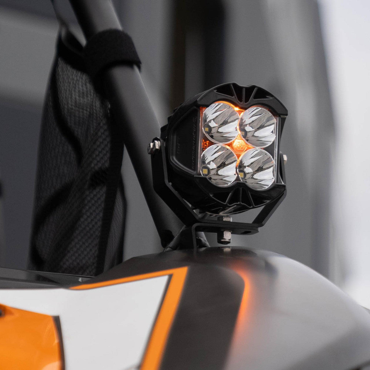 Off-road vehicle light fixture on a blurred background