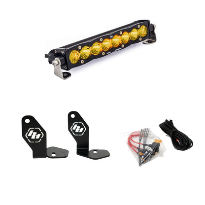 LED light bar with mounting brackets and cable on a white background