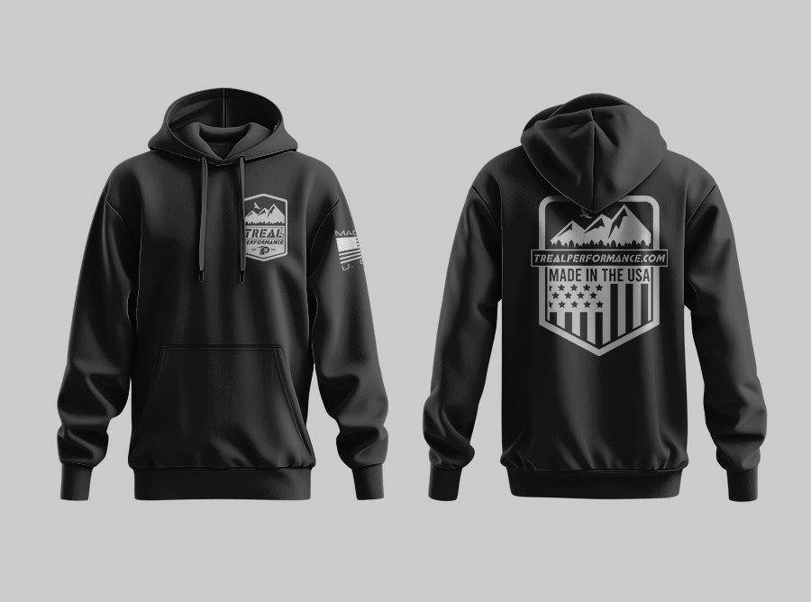 Treal Performance Made In USA | Grey Logo | Black Hoodie