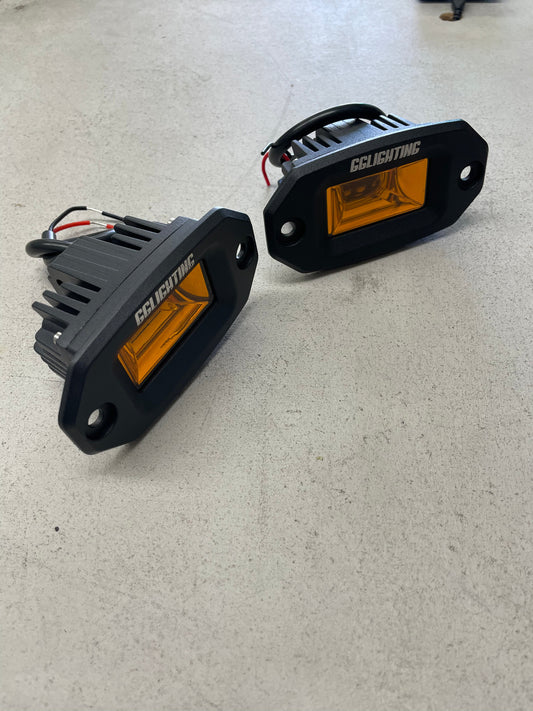 Compact Flush Mount LED Pod Pair - Amber