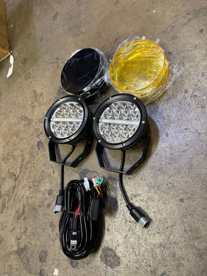 Eco Series 6" Round Off Road LED Light Pair With Amber &amp; Black Covers &amp; Wiring Harness