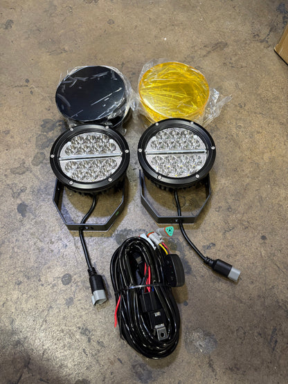 Eco Series 6" Round Off Road LED Light Pair With Amber &amp; Black Covers &amp; Wiring Harness
