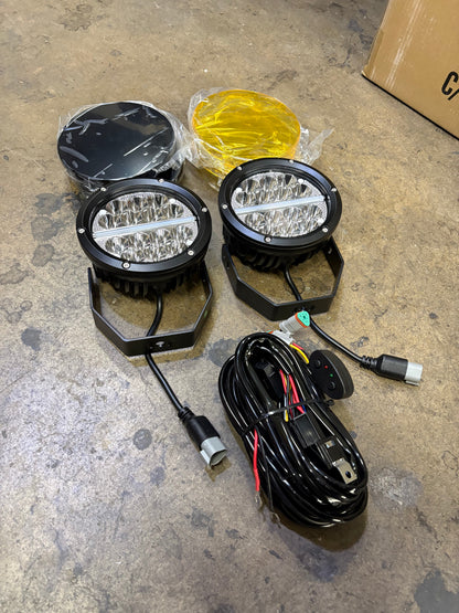 Eco Series 6" Round Off Road LED Light Pair With Amber &amp; Black Covers &amp; Wiring Harness