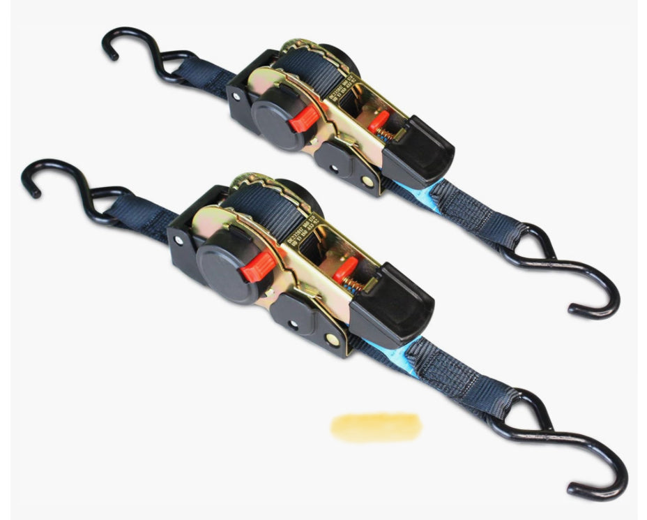 (2) 1” x 4’ Retractable Ratchet Strap