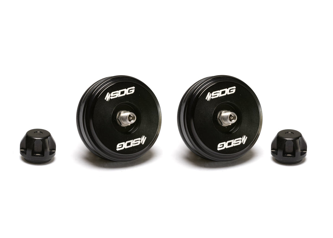 SDG Billet Aluminum 2.5" Fox Upgrade Reservoir Schrader Endcap Kit