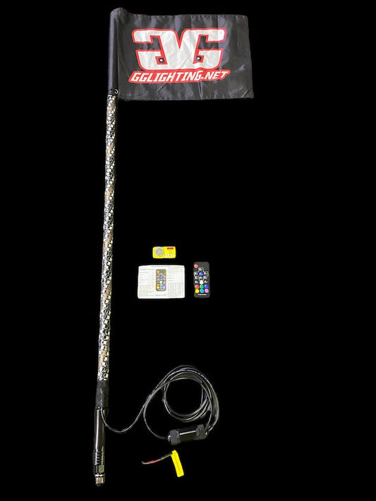 4' RGB Multicolor Lighted Whip With Quick Release Base & Remote