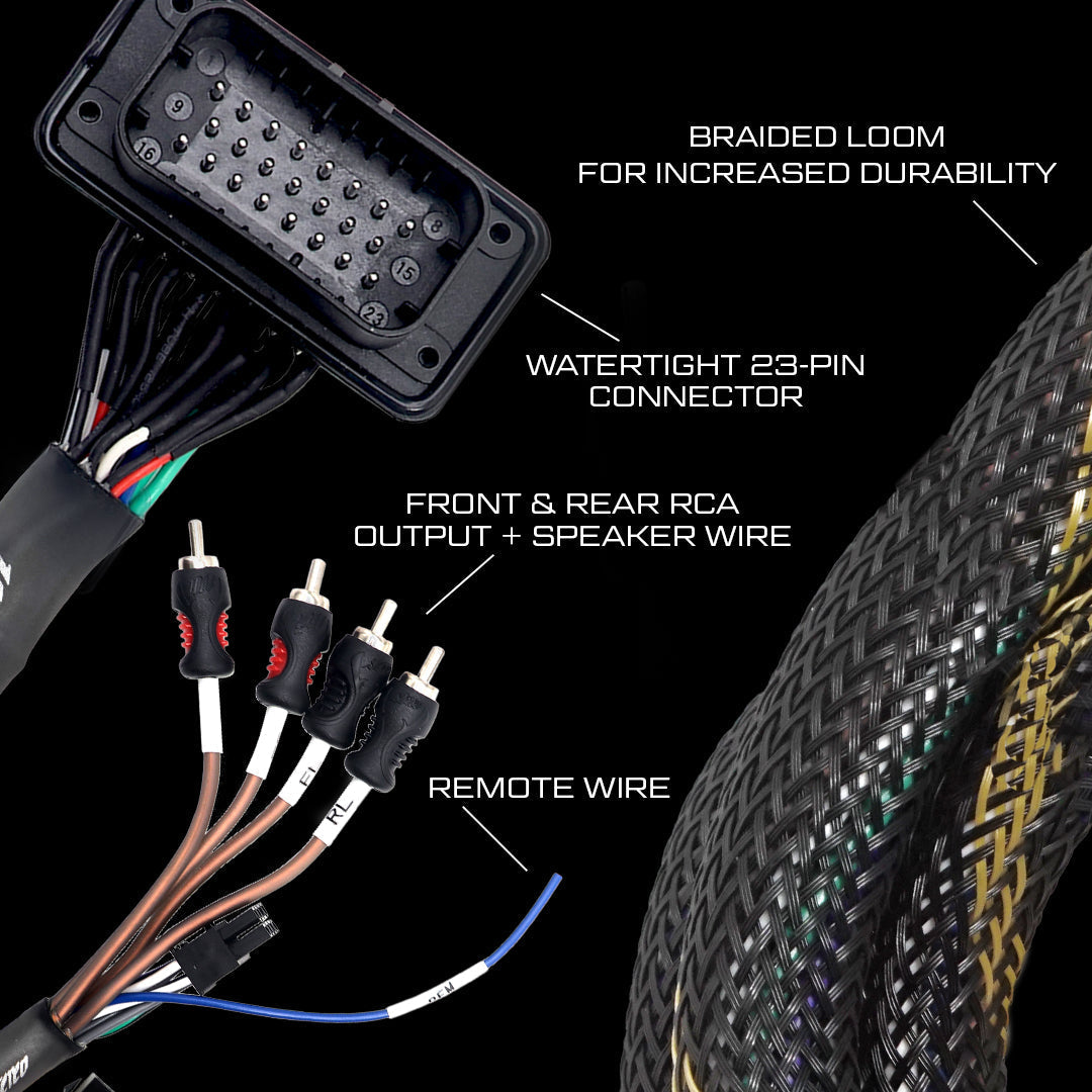 RZR® Pro Series Ride Command Front &amp; Rear RCA Output + Speaker Wire &amp; Remote | UTVS-PRO-RC-RCA-OUT