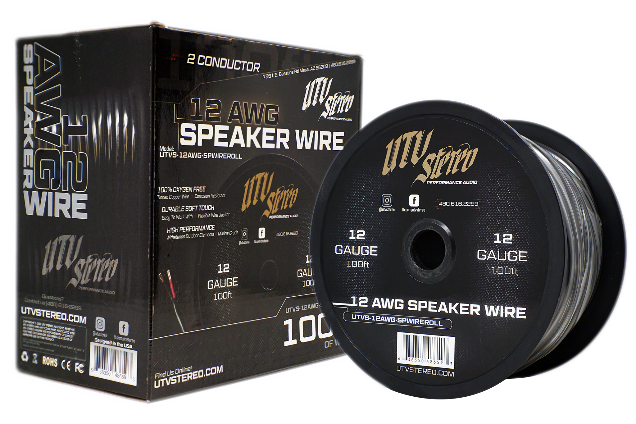 12 AWG Speaker Wire Roll - 100ft | UTVS-12AWG-SPWIRE-ROLL