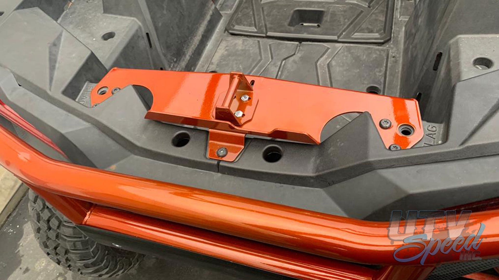 Opening Spare Tire Mount with shocks for the Polaris RZR 1000 by UTV Speed