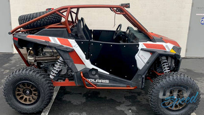 Opening Spare Tire Mount with shocks for the Polaris RZR 1000 by UTV Speed