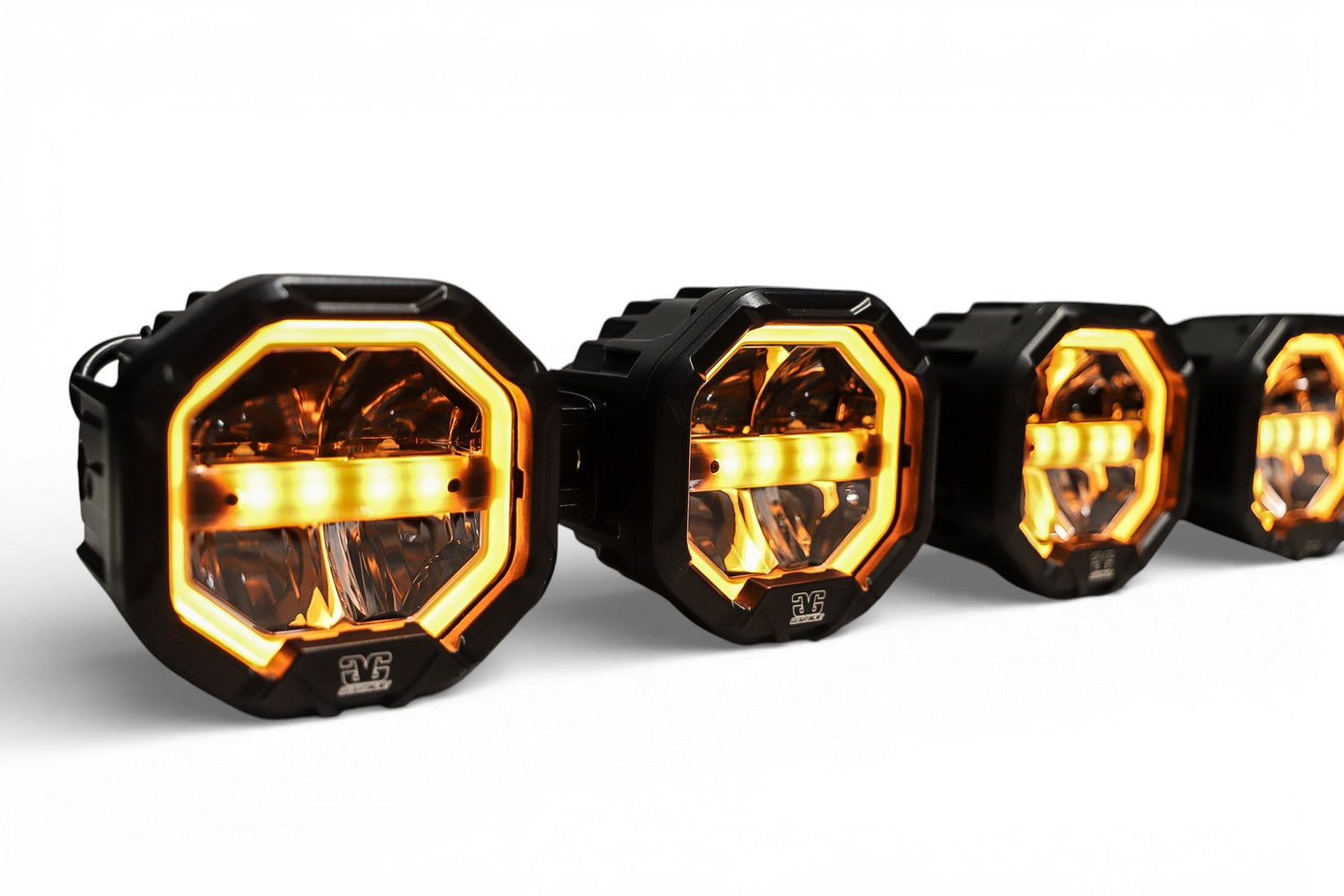 4 Light U-Con Interlocking Off Road LED Pod With Amber or White DRL Running Light