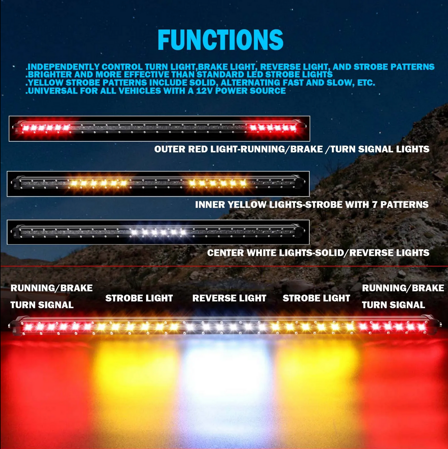 Chase LED Light Bar With Built In Strobe 32"