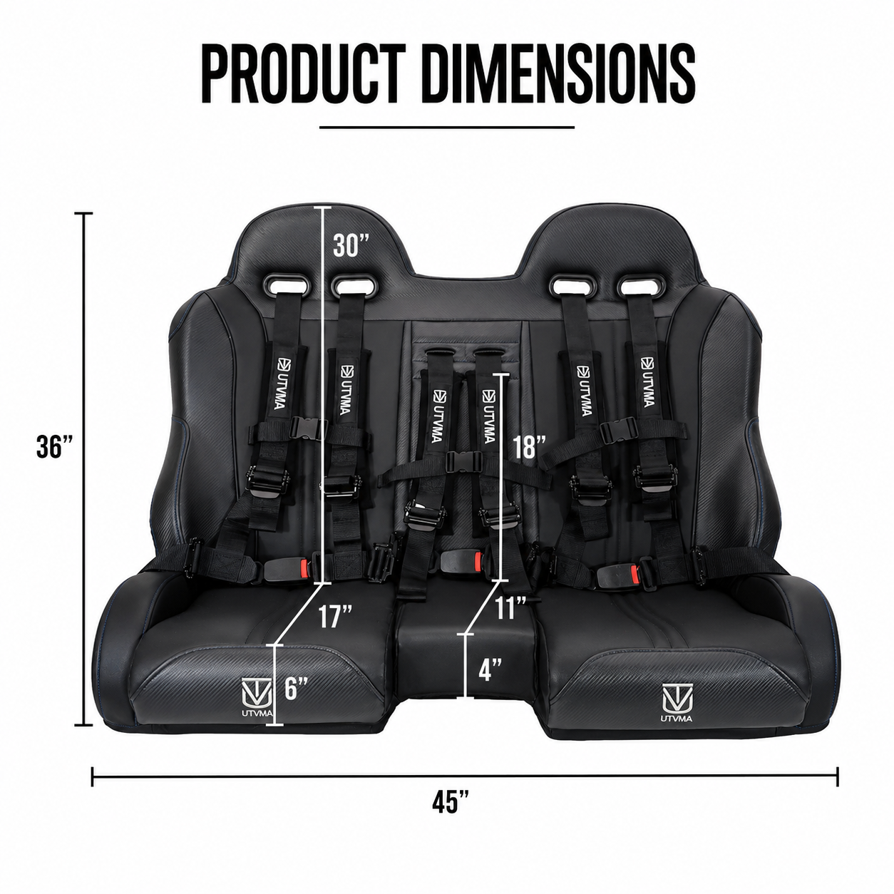 RZR 900 Rear Bench Seat &amp; Pair of Front Bucket Seats Set (2015-2024)