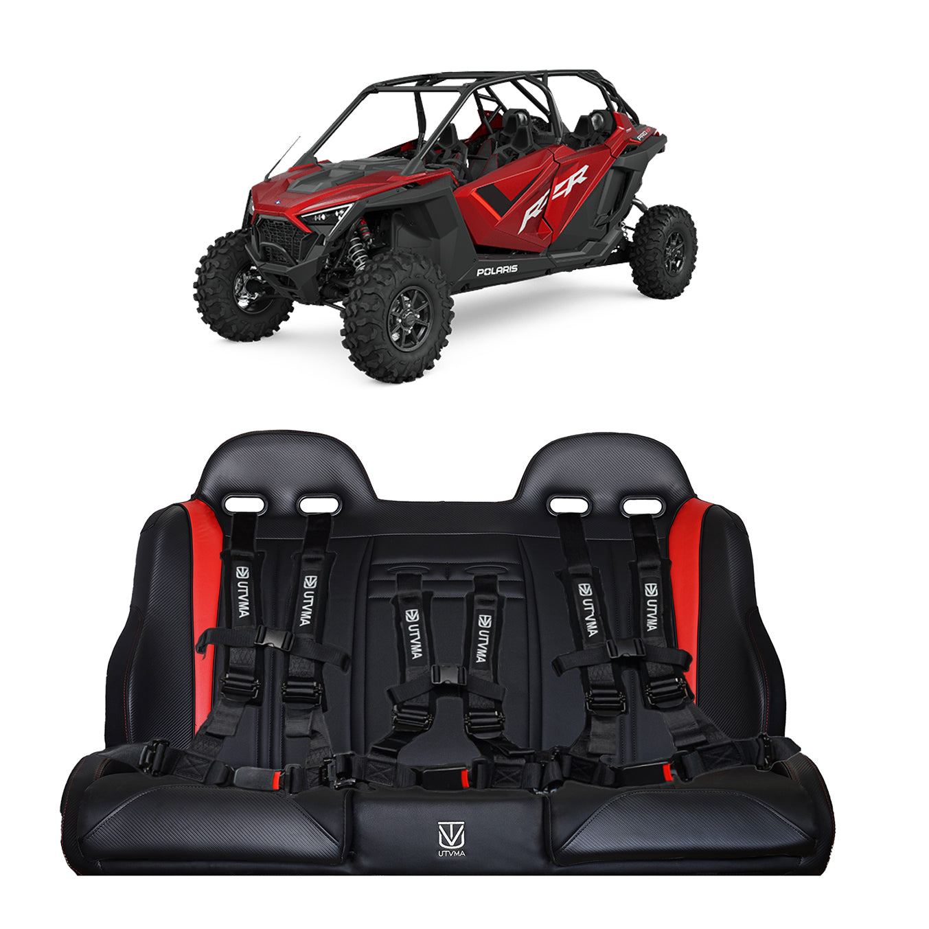 RZR 4 PRO (Turbo R, Pro R, Pro) Rear Bench Seat W Harnesses (2020-2024)