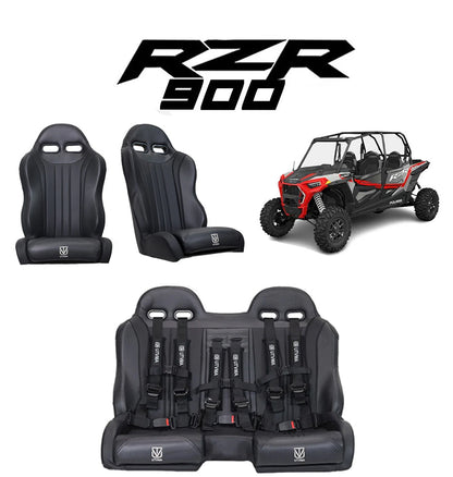 RZR 900 Rear Bench Seat &amp; Pair of Front Bucket Seats Set (2015-2024)