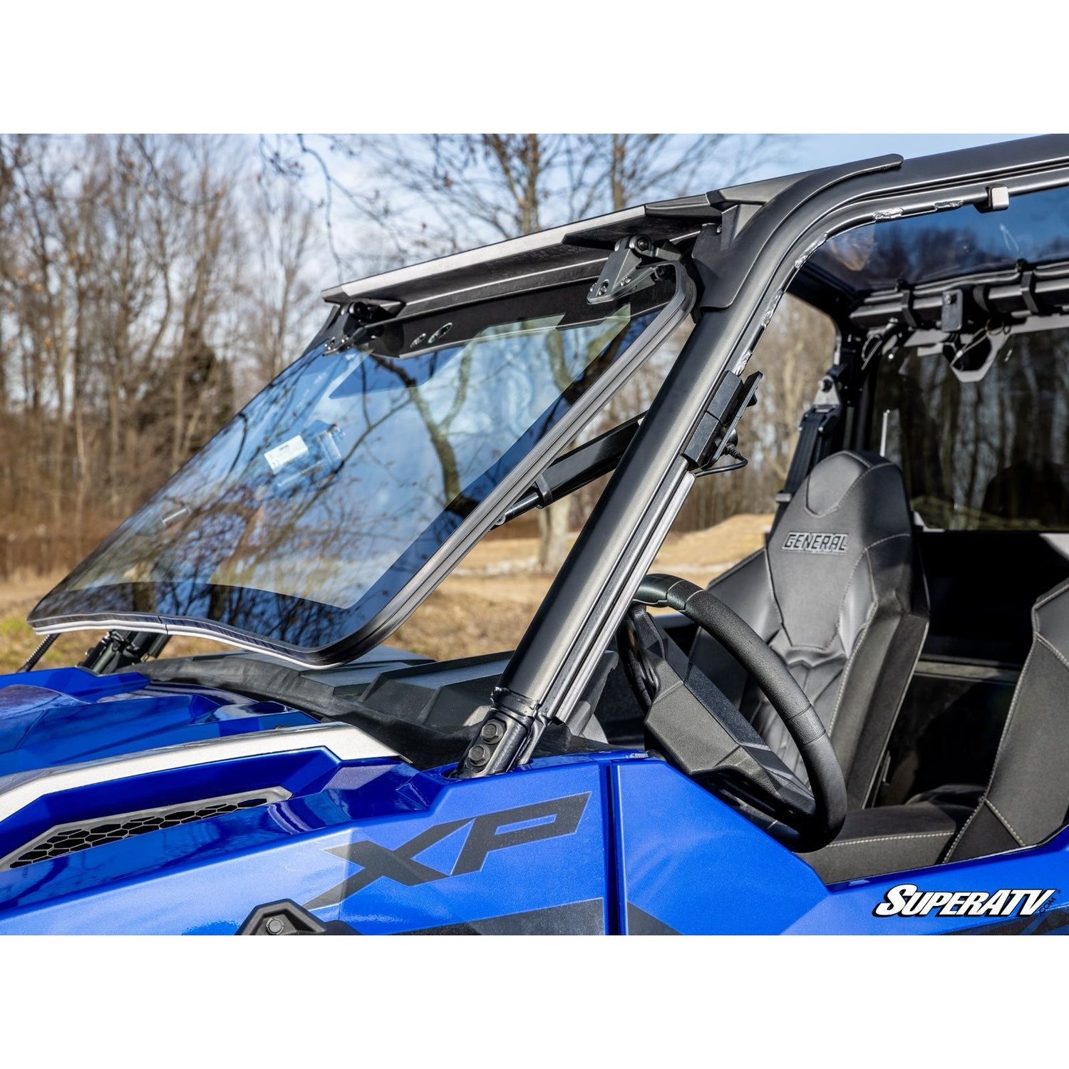SuperATV - 2016+ Polaris General 1000 Max Drive Power Flip Glass Windshield