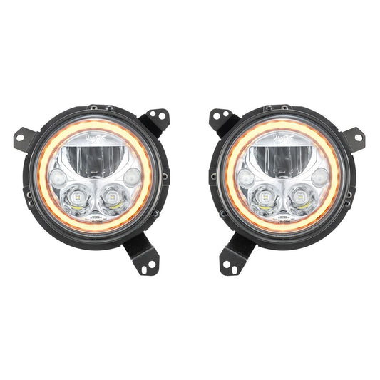 18+ Jeep JL / '20+ Jeep Gladiator VX LED Headlight Kit - Chrome | Amber Halo